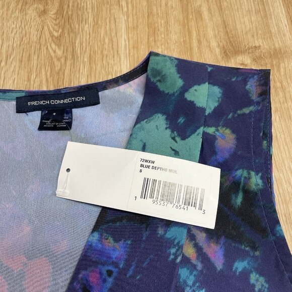 FRENCH CONNECTION BLOUSE TANK TOP COLORFUL ARTSY ABSTRACT LAYERING V-NECK SIZE S - Picture 4 of 7